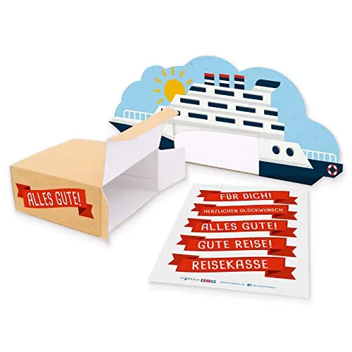 itenga Kreuzfahrtschiff Geldgeschenk Verpackung aus Karton für Hochzeit oder Geburtstag Geldgeschenk für Reise