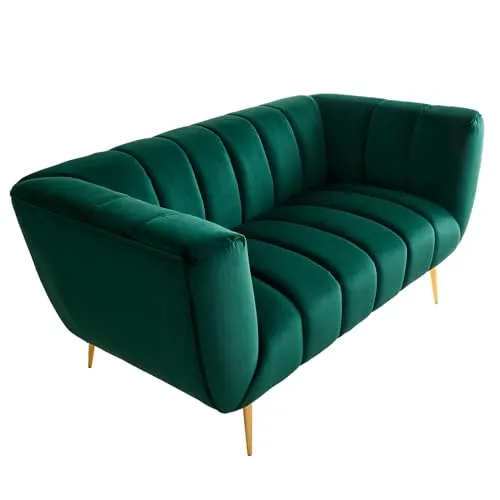 Riess Ambiente Design 2-Sitzer Sofa Noblesse - 165cm - smaragdgrün Samt - Federkern goldene Metallfüße