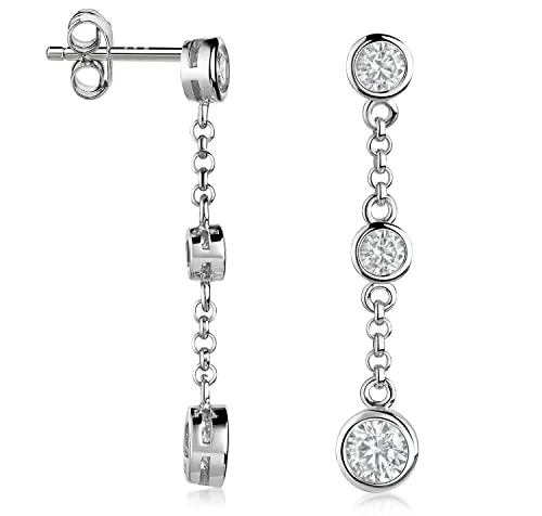 MATERIA by Matthias Wagner Ohrstecker Silber 925 Damen mit Zirkonia - Elegante hängende Ohrstecker aus rhodiniertem 925 Sterling Silber, verziert mit funkelnden Zirkonia-Steinen. Ein stilvolles Accessoire und perfektes Geschenk für besondere Anlässe.