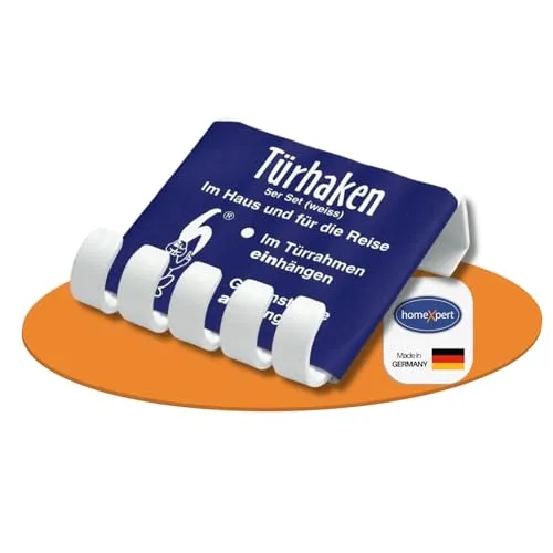 homeXpert Türhaken Set 5 Stück Weiß – Kunststoff Haken zum Einhängen über Tür & Schrank – Kleiderhaken für Jacken Handtücher Taschen – Türgarderobe ohne Bohren