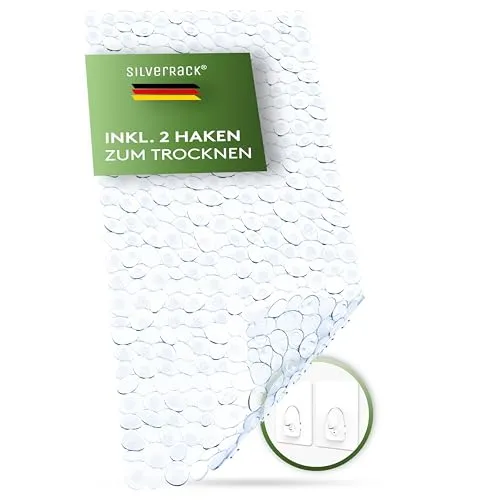 SilverRack Badewannenmatte 88x40 cm (transparent Kiesel Steinoptik) Antirutschmatte Badewanne BPA frei