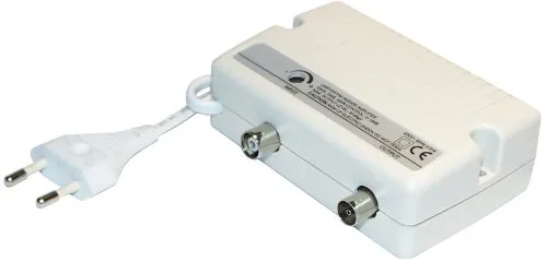 Transmedia FP1L Antennenverstärker (Pegelsteller, Netzteil, Verstärkung 25dB, Pegelsteller 0-10dB, Frequenzbereich 40-862MHz)