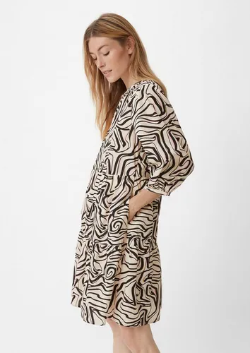 comma Minikleid mit Taschen - Beige Stufenkleid aus 100% Baumwolle, ideal für einen lässigen Look. Mit praktischen Taschen und puffärmeligen Manschetten für zusätzlichen Komfort.