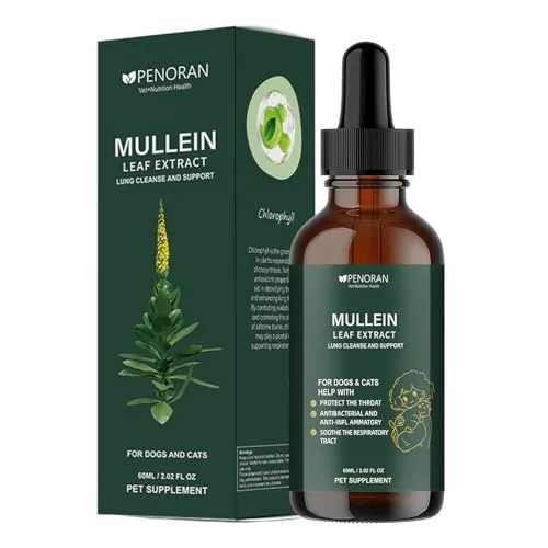 Königskerze Hustenlindernde Tropfen (Mullein Leaf Extract), für Hunde & Katzen: Husten, Erleichtertes Atmen, Lungenreinigung und -unterstützung, Bessere Lungenfunktion, Beruhigt Halsbeschwerden