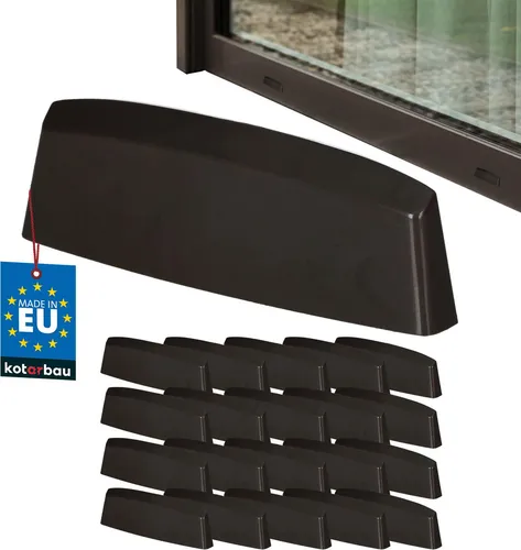 KOTARBAU® 20er Set Wasserschlitzkappen Fensterabflusslochkappen 45 mm ASA-Kunststoff Braun Fensterentwässerung Entwässerung Fenster PVC Schutz Abdeckung