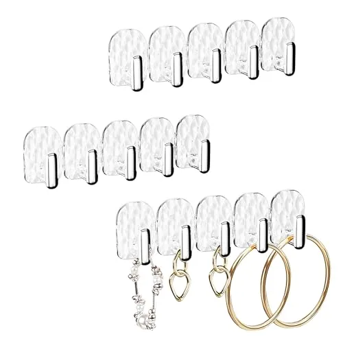 duozoanz Ketten Halterung Schmuck, Hängend Kettenständer Selbstklebender Kettenhalter Schmuckständer mit 15 Haken für Necklace Kette Ohrringe Jewelry Halskette