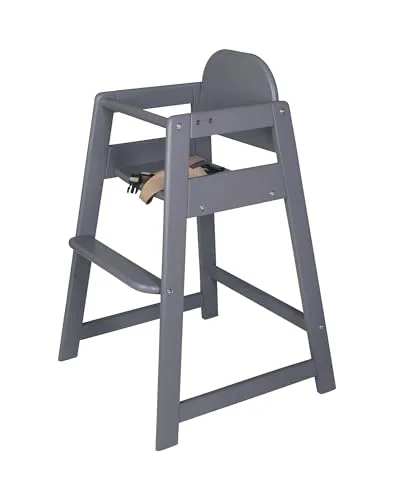 Safetots Einfach Stapelbarer Holzhochstuhl, Grau, Hochstuhl für Baby und Kleinkind, Stilvoll und Praktisch, Babyhochstuhl für Zuhause oder Restaurants