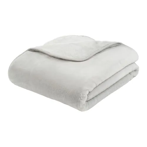 liebling Kuscheldecke Cashmere Feeling 180 x 220 cm, Silber, Premium Sofa Decke, Dicke warme Wohndecke, 500 gr. / m²