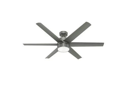 Hunter Fans DC Deckenventilator Solaria Silber 152 cm mit LED - Modernes Design und leiser Betrieb (40.80 dB) machen diesen Ventilator ideal für stilvolle Wohnräume und sorgen für angenehme Luftzirkulation.