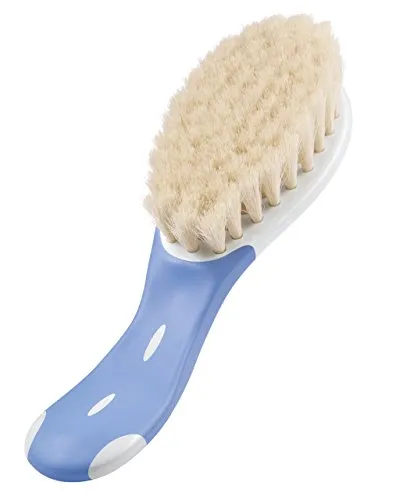 NUK Extraweiche Babybürste zur sanften Haarpflege von Babys, 100% echtes Ziegenhaar, 1 Stück, blau