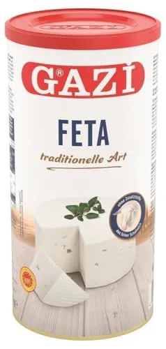 Gazi Feta in Salzlake - 12x 800g Dose - 43% Fett i.Tr. | traditionell hergestellter Feta-Käse | mit authentischem Geschmack | aus 100% griechischer Schafsmilch