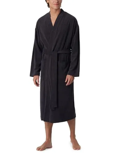 Schiesser Herren Bademantel Leichtfrottee - 125 cm, Bio Baumwolle, Anthrazit - Bademantel für Herren aus nachhaltiger Bio-Baumwolle, 125 cm lang und in weicher Frottee-Qualität. Ideal für Komfort und Entspannung mit zwei praktischen Taschen.