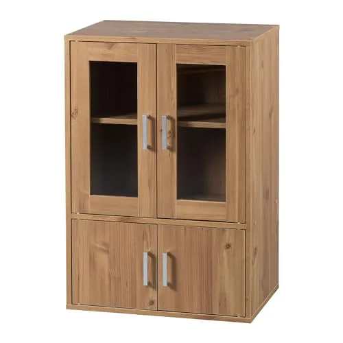 Iris Ohyama, Möbel, Bücherregal, Geschirrschrank, Sideboard mit 4 Regalen und 4 Türen, Vielseitig verwendbar, Büro, Küche, Schlafzimmer, Wohnzimmer - Cabinet GKN-9060 - Hellbraun