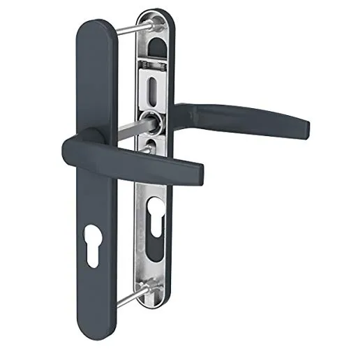 Türdrücker Schmalrahmengarnitur PZ Lochung 72mm Langschildgarnitur Anthrazit RAL 7016 Schildgarnitur (Drücker/Drücker, Türstärke 39-54mm)