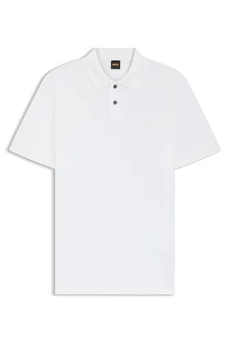 BOSS Herren Prime Pullover, White100, XL EU - Stylischer Regular Fit Pullover mit Flachstrickkragen und 2 Knöpfen, ideal für lässige Anlässe und ein modernes Freizeitoutfit.