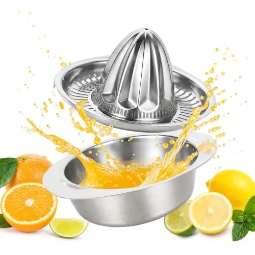 VINATO Zitronenpresse 450 ml aus Edelstahl – Manuelle Zitruspresse für Orangen