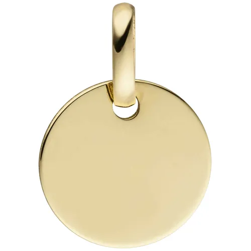 Anhänger Gravurplatte Ø10mm Kreis rund aus 333 Gold Gelbgold glänzend flach