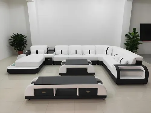 Ecksofa Wohnlandschaft XXL in Weiß aus Leder - Stylische Wohnlandschaft für bis zu 6 Personen, mit hochwertiger Lederpolsterung und modernem Design. Ideal für gemütliche Abende im Wohnzimmer.