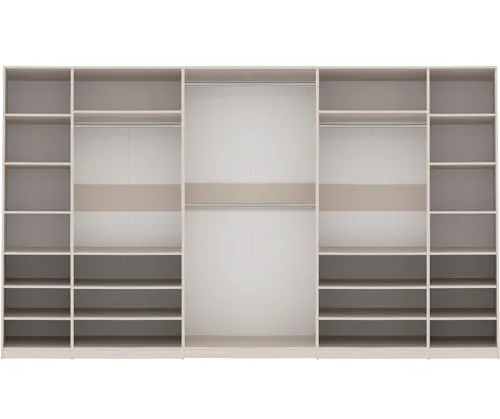Marmex Möbel Mehrzweckschrank-Set TRES SET X – Großer Kleiderschrank mit Eckgarderobe - Praktisches Set mit 5 Teilen, ideal für Ankleidezimmer. Bietet viel Stauraum mit 4 Kleiderstangen und Einlegeböden. Modernes Design in graubeige, einfache Selbstmontage.