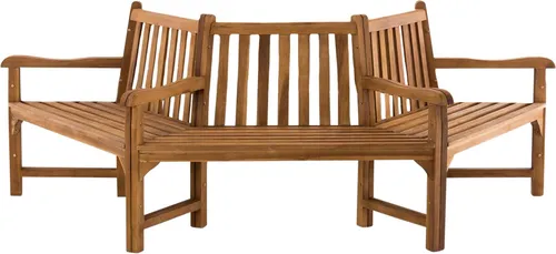 Deluke Baumbank aus Teakholz, halbrund, 250x93x125 cm