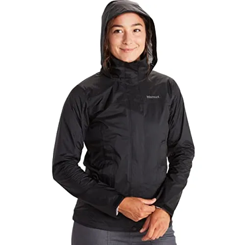Marmot Damen Precip Eco Jacke - Größe XXL, Schwarz - Funktionsjacke aus Recycling-Material, leicht, wasserdicht und atmungsaktiv für Outdoor-Abenteuer