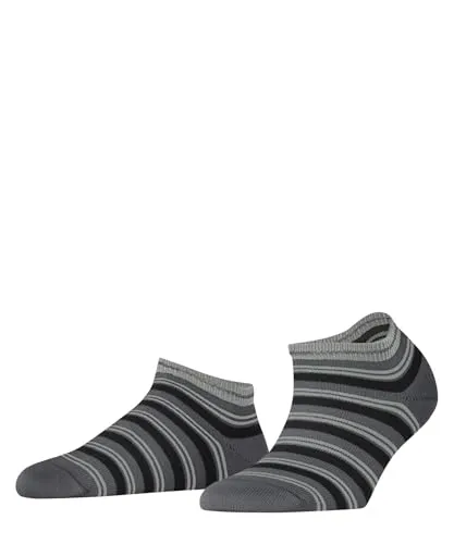 FALKE Damen Sneakersocken Smart Stripe W Sn Baumwolle kurz gemustert 1 Paar, Grau Hematite 3240, 35-38