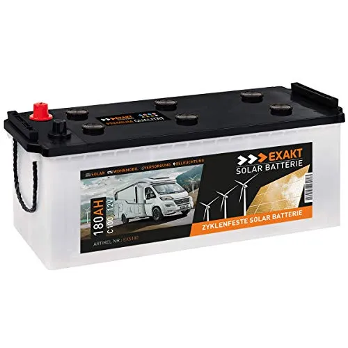 EXAKT Solarbatterie 180Ah 12V Wohnmobil Antrieb Versorgung Boot Mover Photovoltaik Windkraft Batterie (180AH)