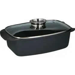 Alpina Bräter mit Glasdeckel und Aromaknopf in schwarz von Alpina