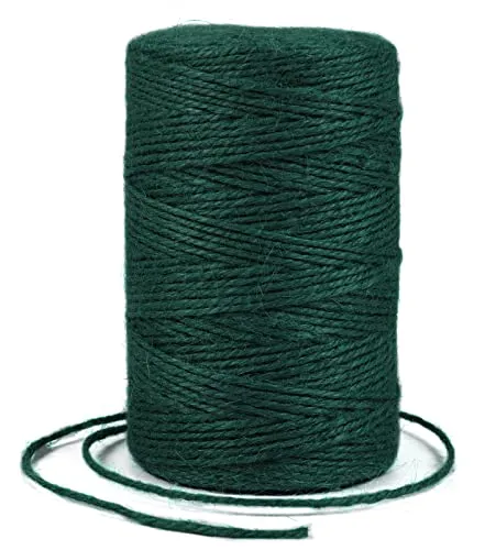 Uiopa Juteschnur 2mm x 200m, Jutegarn Juteseil Hanfseil Gartenschnur Paketschnur Naturfaser, 3-Lagig Jute Schnur für Garten, DIY Basteln, Geschenkverpackung, Weihnachtsdekoration (Dunkelgrün)