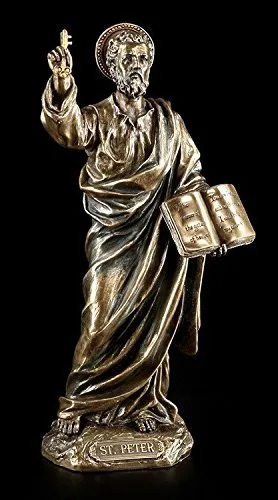 Heiliger Petrus Figur - Apostel - Veronese - Sammlerfigur aus Kunststein, 21 cm hoch, detailreiche Bronze-Look Ausführung von Veronese, ideal für Sammler und als stilvolle Dekoration.