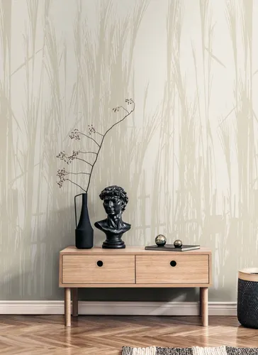 living walls Fototapete THE WALL III Gräser - Vliestapete mit floralem Gräserdesign in beige-braun, ideal für Schlafzimmer und Wohnzimmer. Formstabil, scheuerbeständig und einfach zu verarbeiten - für einen natürlichen Look in jedem Raum.