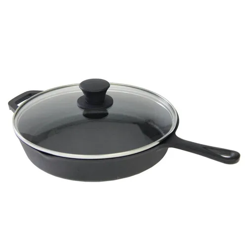 PROREGAL® Grillpfanne Gusspfanne mit Deckel Ø 26 cm