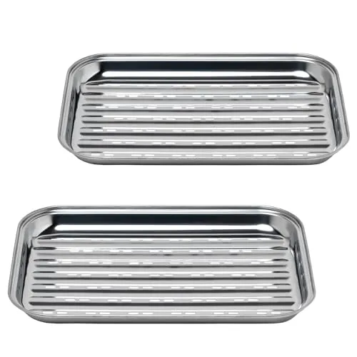 GOURMEO Grillschale - Edelstahl Grillzubehör für ein besseres Grillerlebnis - Grillschalen-Set für den Außenbereich, ideal für Gemüse, Fisch oder Fleisch. Perfekt für Grillpartys, leicht zu reinigen und für Gas- sowie Holzkohlegrills geeignet.