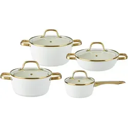 Kochtopfset Elegance Champagner/Weiß, 8-teilig