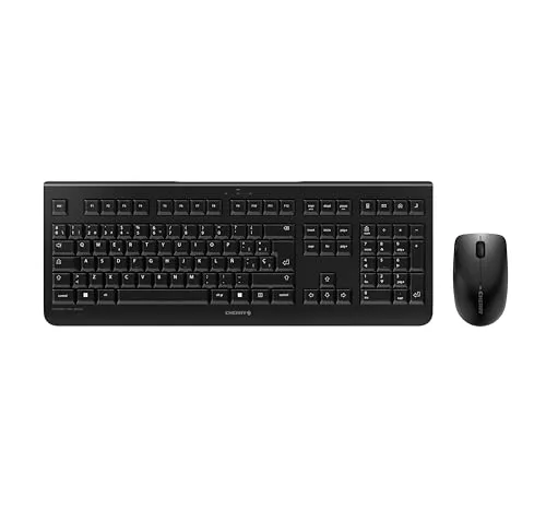 Cherry JD-0710ES-2: Drahtloses Tastatur-Maus-Set in Schwarz - Maus-Tastatur-Sets, ergonomisches Design für komfortables Arbeiten und kabellose Freiheit.