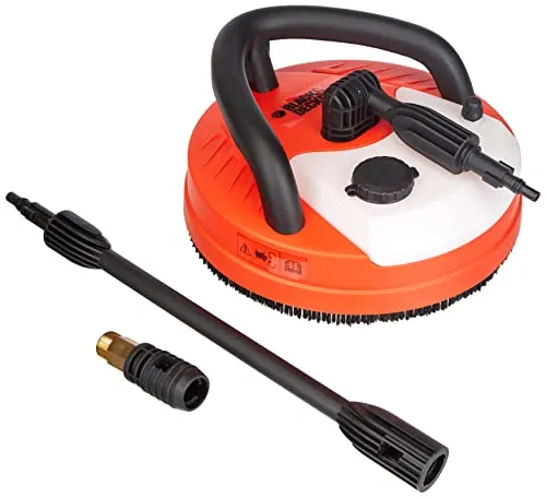 BLACK+DECKER Flächenreiniger Patio Cleaner Deluxe – Hochdruckreiniger Zubehör - Effektiver Flächenreiniger für große Außenflächen, ausgestattet mit integriertem Reinigungsmitteltank und ergonomischen Handgriffen für mühelosen Einsatz an vertikalen Flächen.