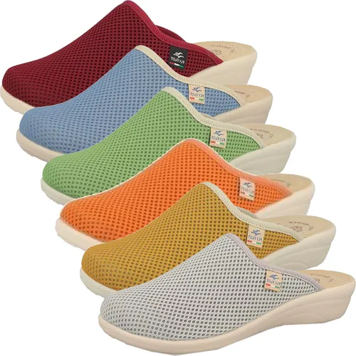 FLY FLOT Damen 855346 Schuh für das Gesundheitswesen, blau, 39 EU - Damen-Hausschuhe mit weichem Lederfußbett und atmungsaktiver PU-Sohle für optimalen Komfort im Arbeitsalltag.