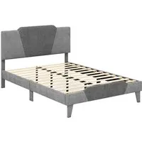 COSTWAY Polsterbett 200 x 140 cm – Stilvolles Doppelbett mit Komfort-Kopfteil