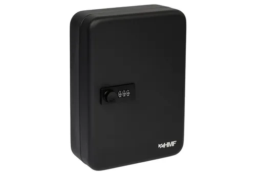 HMF Schlüsselkasten Schlüsselkasten mit 3er Zahlencode, 8 feste, nummerierte Hakenleisten, Schlüsselkasten 25 x 18 x 7 cm, Schwarz