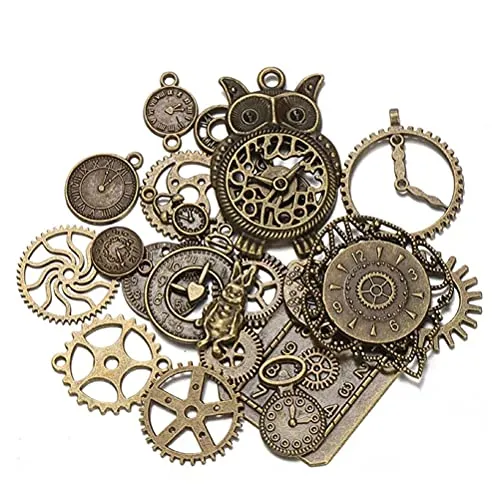 MiaLover 40 Stück Antik Steampunk Zahnräder Metall Anhänger Zahnraeder Steampunk Armbanduhr Zahnrad Charms Retro Schmuck für Handgemachte Accessoires DIY Dekorationen Schmuck Basteln(Antikes Cyan)