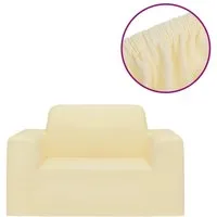 vidaXL Stretch-Sofahusse Creme Polyester-Jersey - Hussen für Sessel, schützt vor Flecken und Tierhaaren, passt auf Möbel mit 90-140 cm Breite, einfach anzubringen und waschbar.