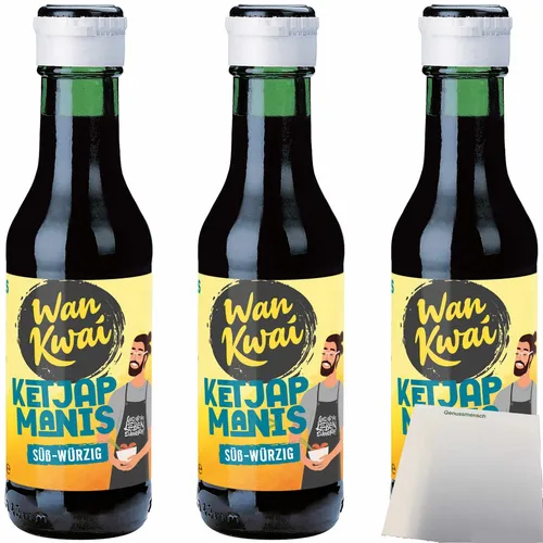 Wan Kwai Ketjap Manis mild Indonesische Würzsauce 3x125ml Flasche usy Block