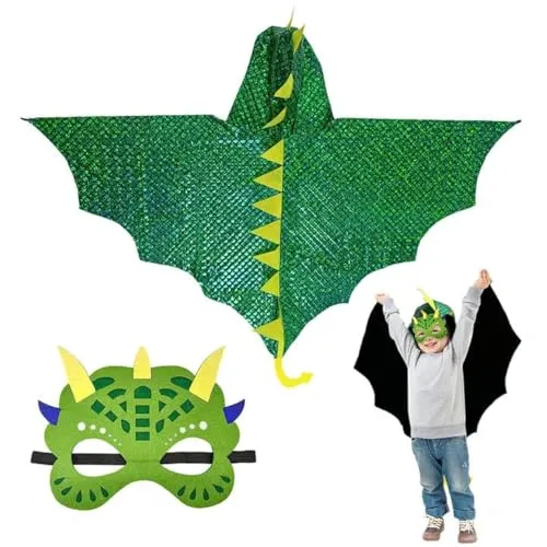 XNIVUIS Dinosaurier Kostümset für Kinder - Kostüme für Kinder: Süßes Dinosaurier-Umhang-Set mit Maske, ideal für Halloween und Mottopartys, aus hochwertigem, bequemem Material.