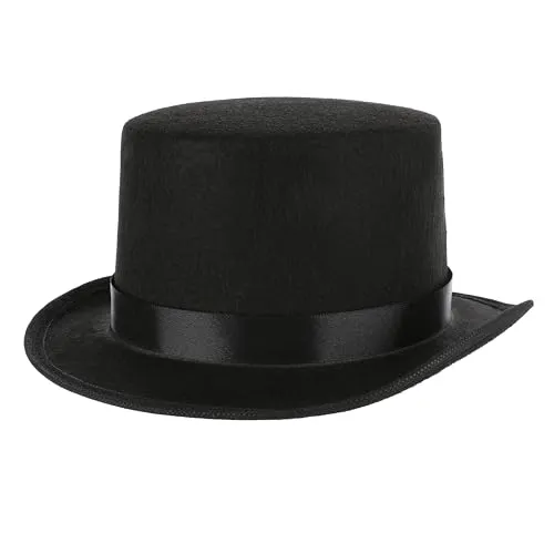 KarneLux Kinder Zylinder Schwarz - Hut für Zauberer und Schornsteinfeger Kostüme - Stilvoller Party-Hut für Fasching, Karneval, Halloween