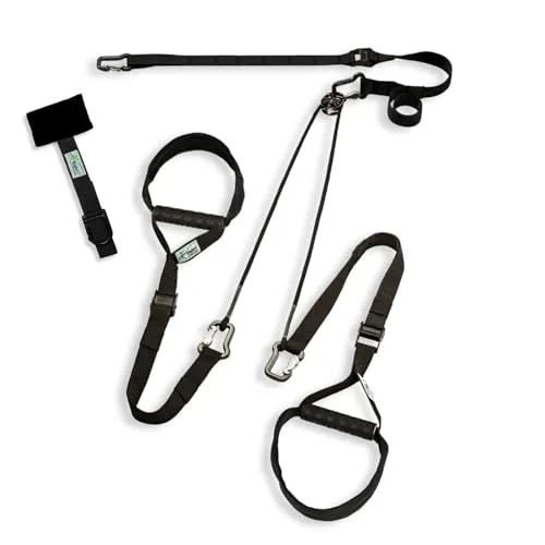 eaglefit - Premium Sling-Trainer „Exclusive“ für Zuhause inkl. Umlenkrolle, Türanker, Wand-, oder Deckenhalterung & Zubehör - Schlingentrainer Suspension Training für Ganzkörper Muskelaufbau (schwarz)