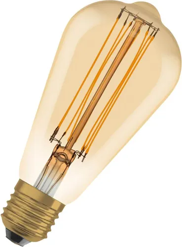 OSRAM Vintage 1906 LED CLASSIC SLIM Filament 5.8W 822 Gold E27 Lampe 470lm 2200K warmweiss wie 40W dimmbar 4099854091063