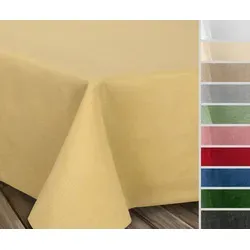 Beautex Tischdecke Fleckenabweisende bügelfreie Tischdecke mit Lotuseffekt, Leinenoptik (1-tlg) gelb Eckig | 110 cm x 160 cm