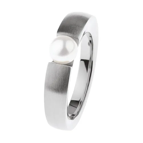 Ernstes Design Ring R748 Edelstahl Breite 5 mm mit Perle von Ernstes Design