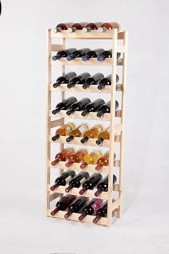 PROREGAL Weinregal PINOTWINE - 32 Flaschen aus massivem Kiefernholz - Weinregal aus robustem Kiefernholz, ideal für die stilvolle Präsentation und sichere Lagerung deiner Weinsammlung. Perfekt für kleine Räume mit nur 25 cm Tiefe.