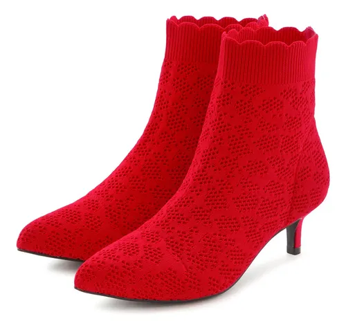 LASCANA Ankleboots rot Größe 40 - Wanderschuhe: Elegante Stiefelette mit 5 cm Absatzhöhe, komfortabel und vielseitig kombinierbar, ideal für stilvolle Outdoor-Aktivitäten.